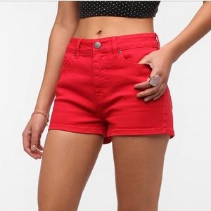 BDG Distressed Red Shorts